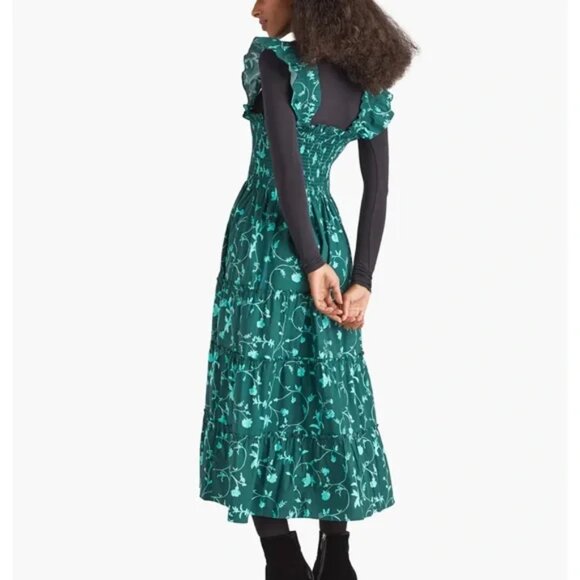 Hill House Home emerald green botanical vine print Ellie nap midi dress - Picture 5 of 9